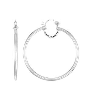 NEW Platinum over Sterling Silver Hoop Earrings